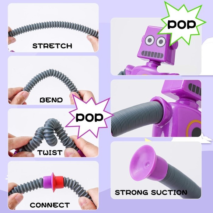 Mainan Edukasi Anak Jerapah Suction Cup Tabung Teleskopik Transformers