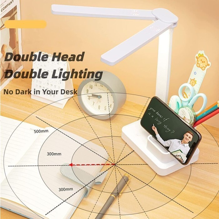 Dual Led Lampu Meja Belajar Portable Lampu Asrama Siswa 3 Warna Adjust - Non Battery
