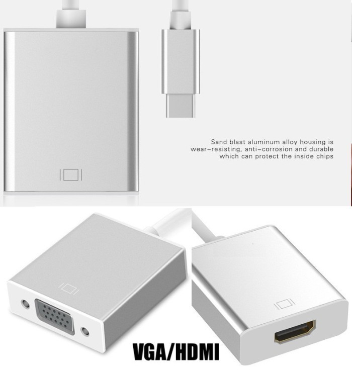 Converter Type C to HDMI Display Adapter Type C To VGA 2K HD1080P