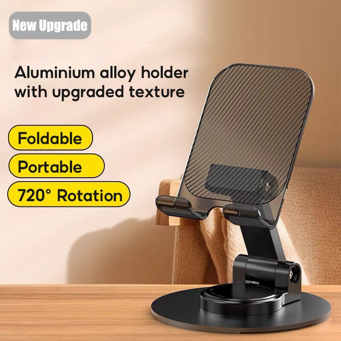 Maxi High Quality Foldable Phone Holder Metal 360° Rotate Stand Holder Tablet - Hitam