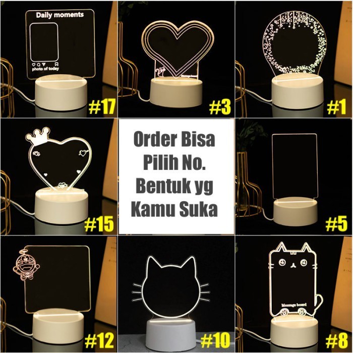DIY Lampu Tidur Led Papan Tulis Hadiah Bagus Pesan Membuat Kejutan - Type B