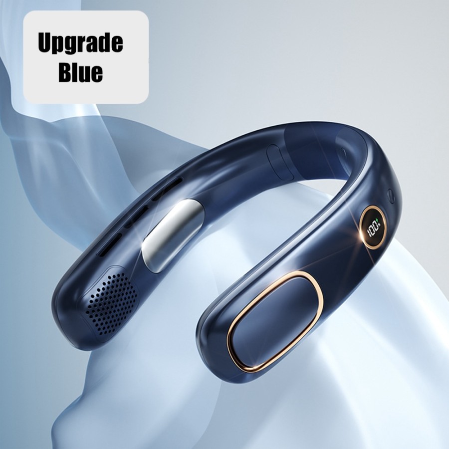 Upgrade Ice Cool Neckband Fan Kipas Angin Leher Portable Strong Wind Durable Battery