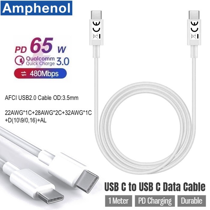 Amphenol Kable Data TYPE-C TO TYPE-C PD 2.0 60W Super Fast Charging