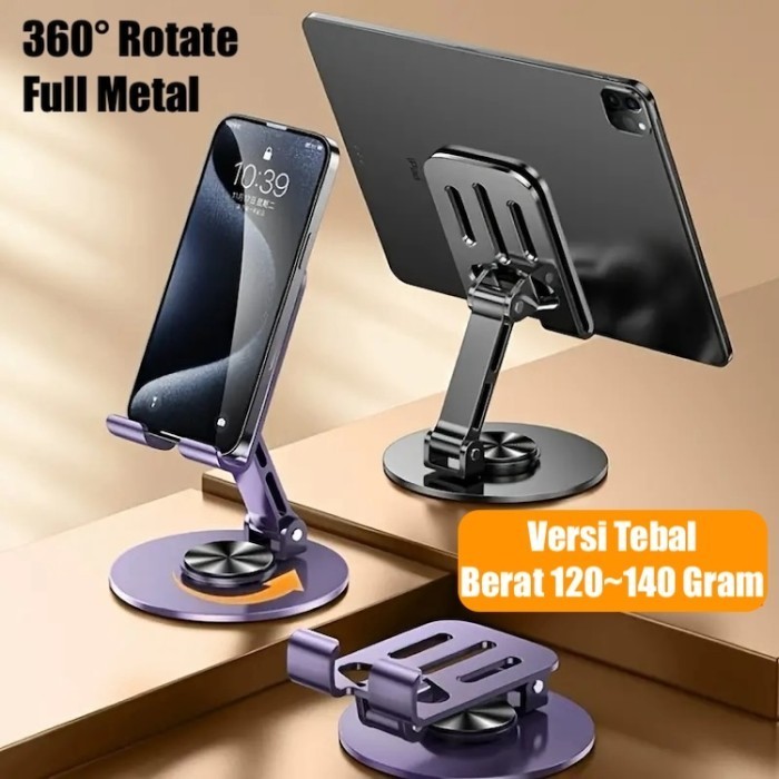 Desk Phone Holder Foldable Full Premium Metal Tablet Stand 360° Rotate