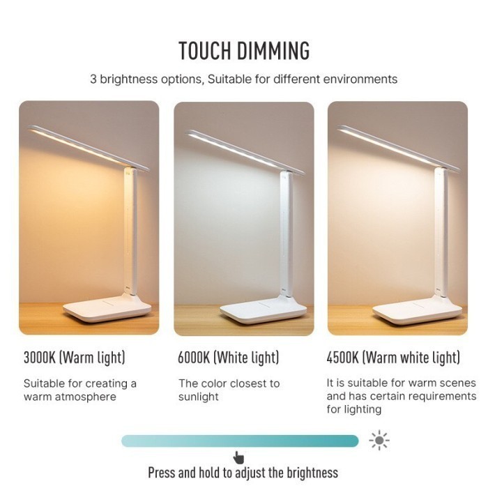 Lampu Meja Belajar LED Asrama Siswa Lampu Tidur 3 Warna Adjustable - Non Battery