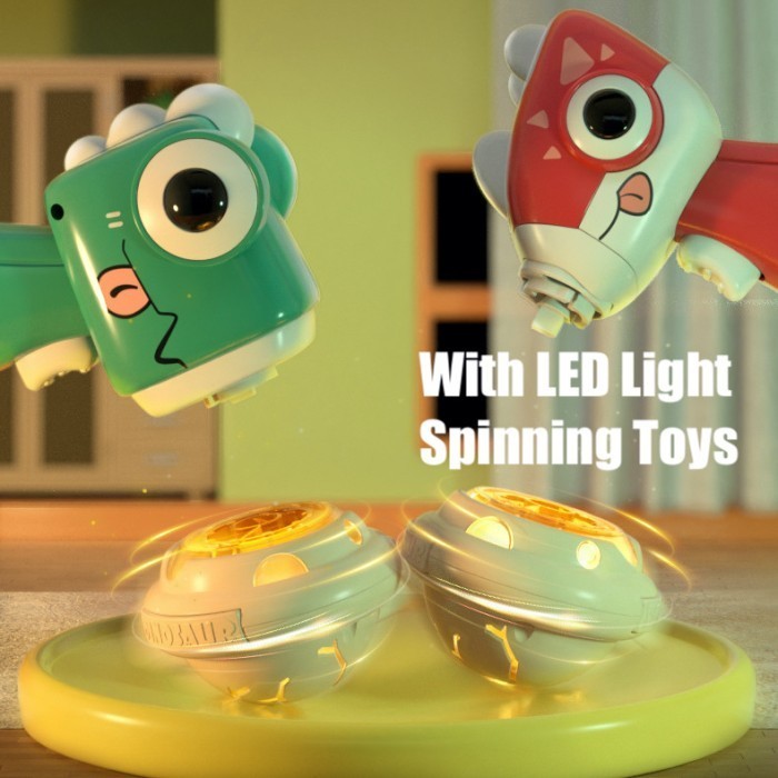Mainan Anak Pistol Gasing Putar Spinning Toys Pistol Ketapel Cute Dino