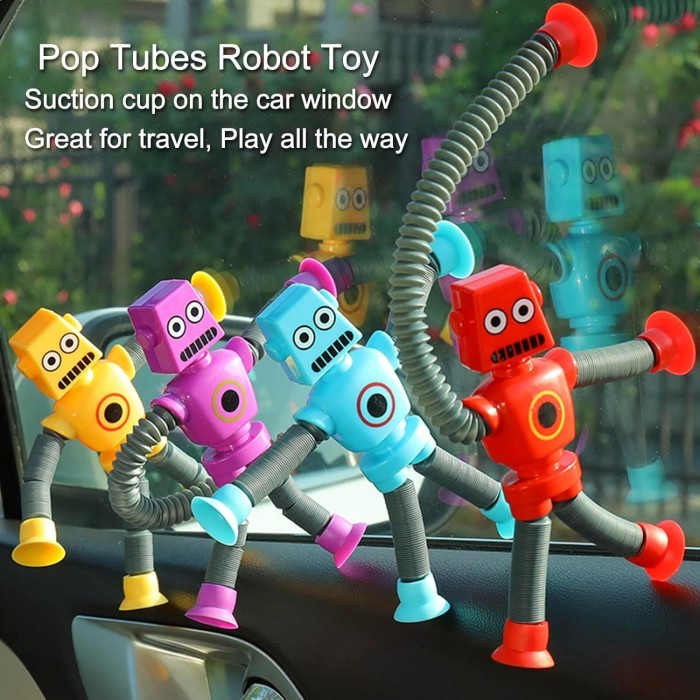 Mainan Edukasi Anak Jerapah Suction Cup Tabung Teleskopik Transformers