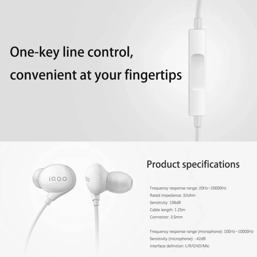 iQOO HiFi Earphone Stereo Headset With Microphone Balance Clarity