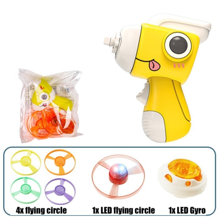 Mainan Anak Pistol Gasing Putar Spinning Toys Pistol Ketapel Cute Dino