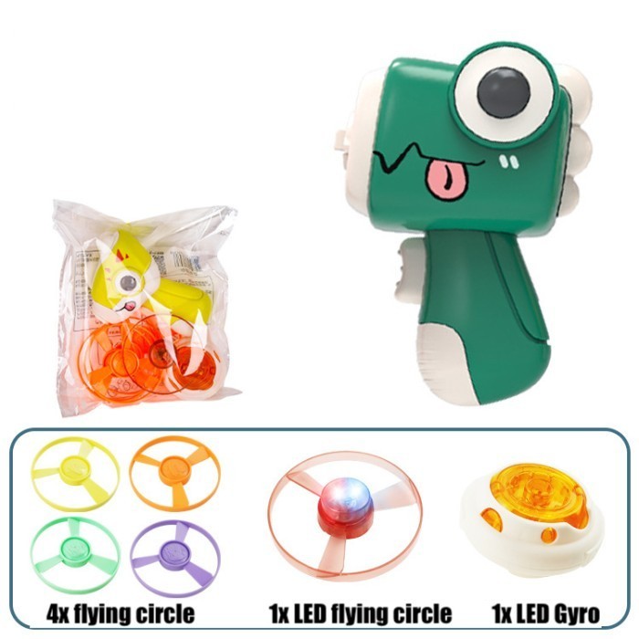 Mainan Anak Pistol Gasing Putar Spinning Toys Pistol Ketapel Cute Dino