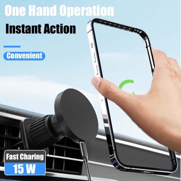 High Recommendly Magnetic Car Phone Holder 15W Wireless Charging Air Vent HP Mount