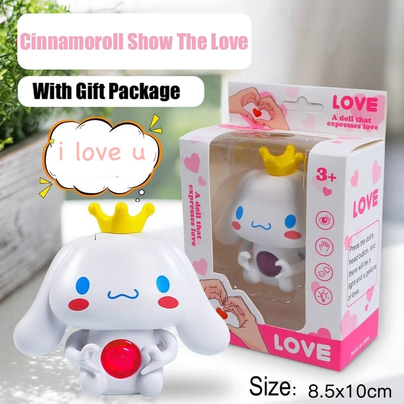 Boneka I Love You Cinnamoroll Melody Lotso Kuromi Sanrio Hello Kitty LED Lampu Gantungan Kunci 