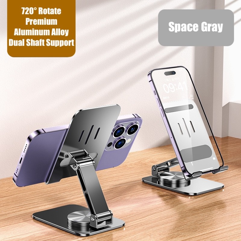 Full Metal Premium Carbon Steel Foldable Phone Holder Tablet Stand 720° Rotate