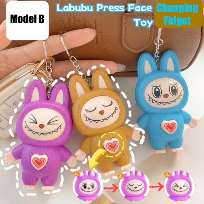 Shinchan Boneka Ekspresi Lucu Mainan Fidget Labubu Berubah Wajah Kuromi Super Fun Capybara Keychain