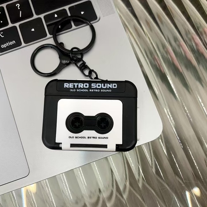 Classical Retro Mini Recorder Keychain Creative Gantungan Kunci Lucu Music Box Aksesoris Tas