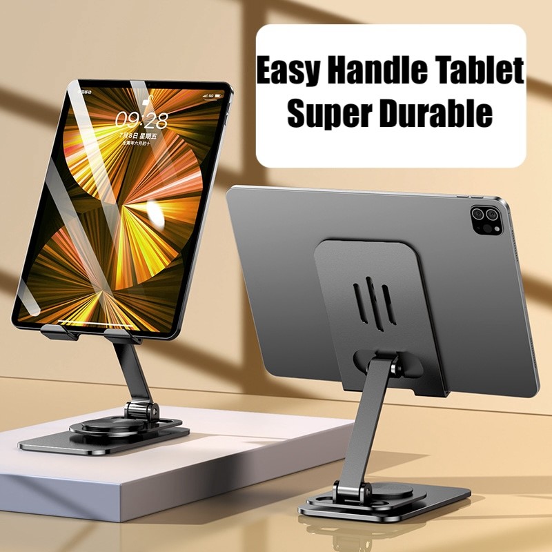Premium Full Metal Carbon Steel Foldable Phone Holder Tablet Stand Rotate - Non Rotate