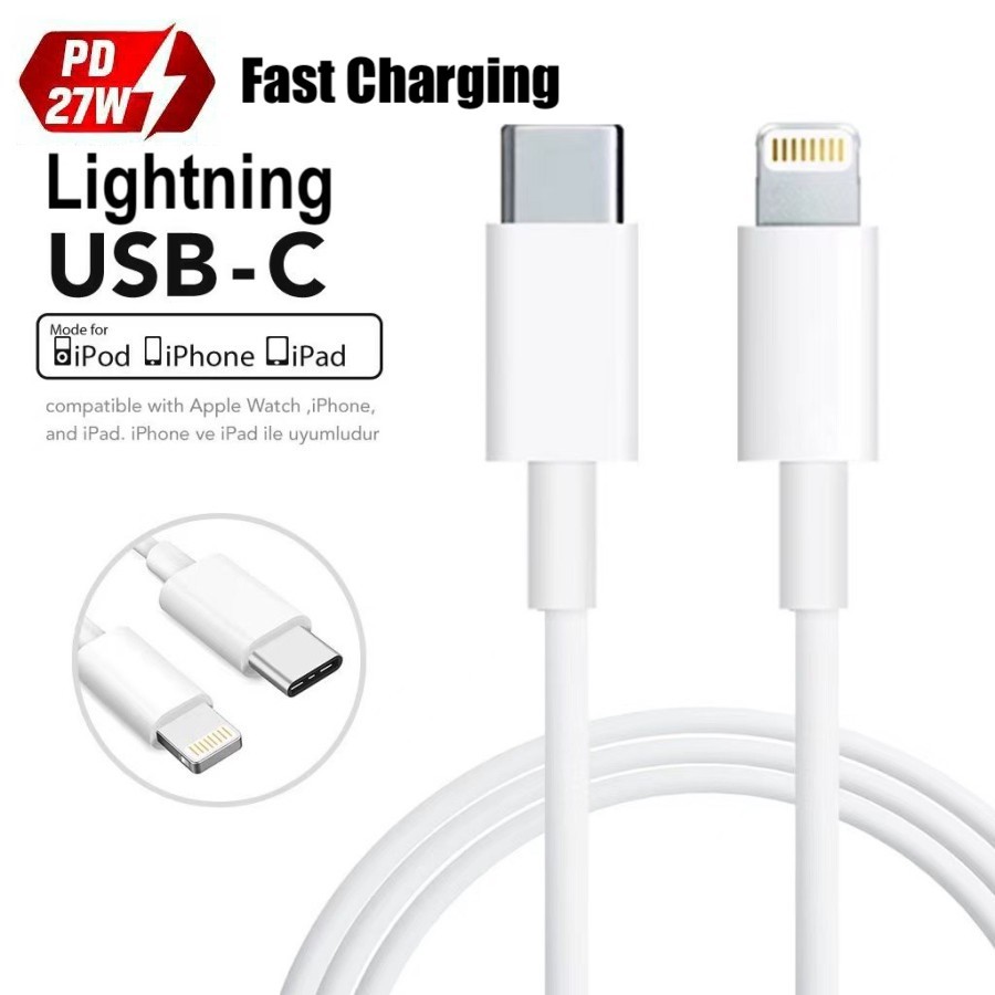 Kabel Data Lightning to Type C PD 27W Fast Charge iphone 11 pro 12 13