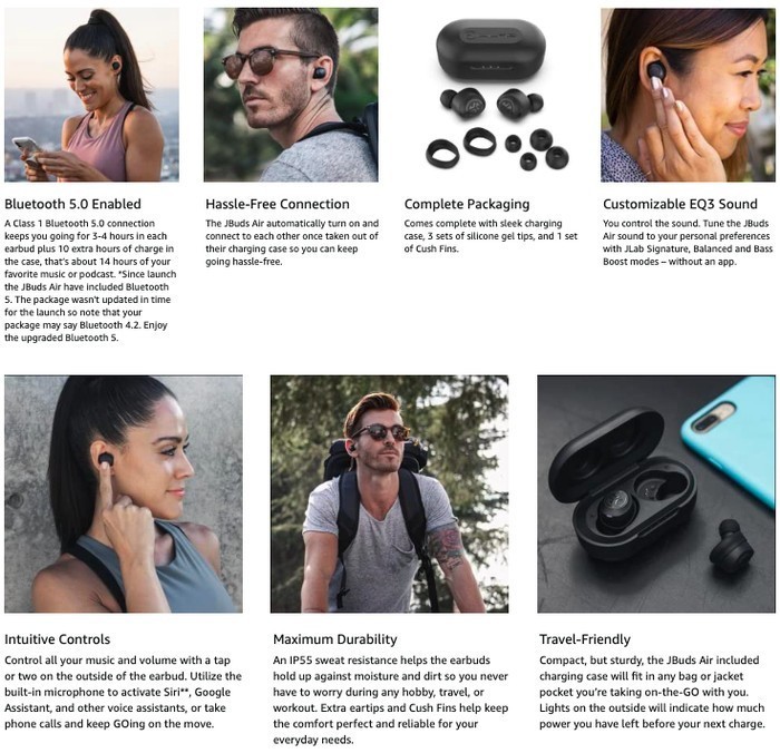 Tws JLab JBuds Air True Wireless Signature Bluetooth Earbuds Sport