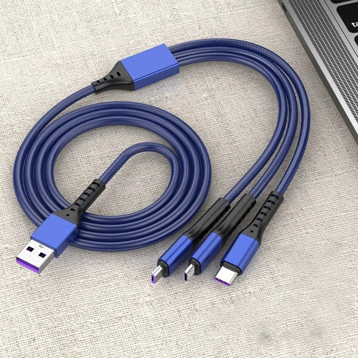 66W Maxi 6A Cable Data 3 in 1 Super Fast Charge iphone Type C MicroUSB