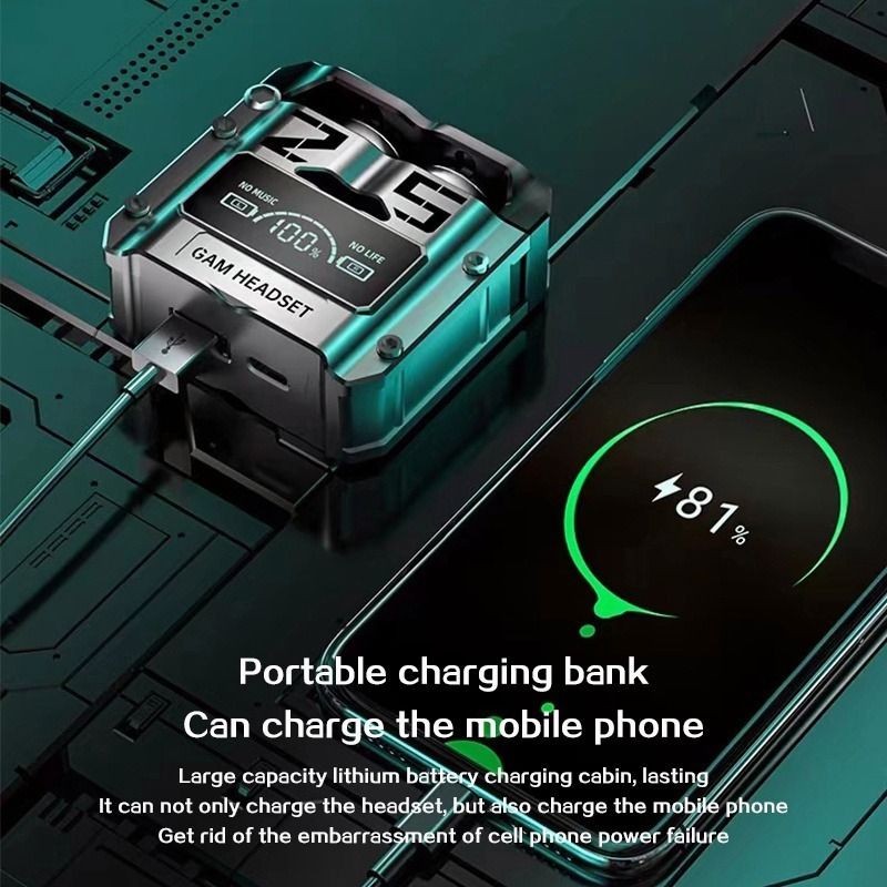 M25 TWS Mechanical Space Capsule Headset Bluetooth Earphone Wireless