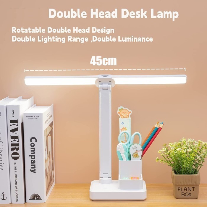 Dual Led Lampu Meja Belajar Portable Lampu Asrama Siswa 3 Warna Adjust - Non Battery