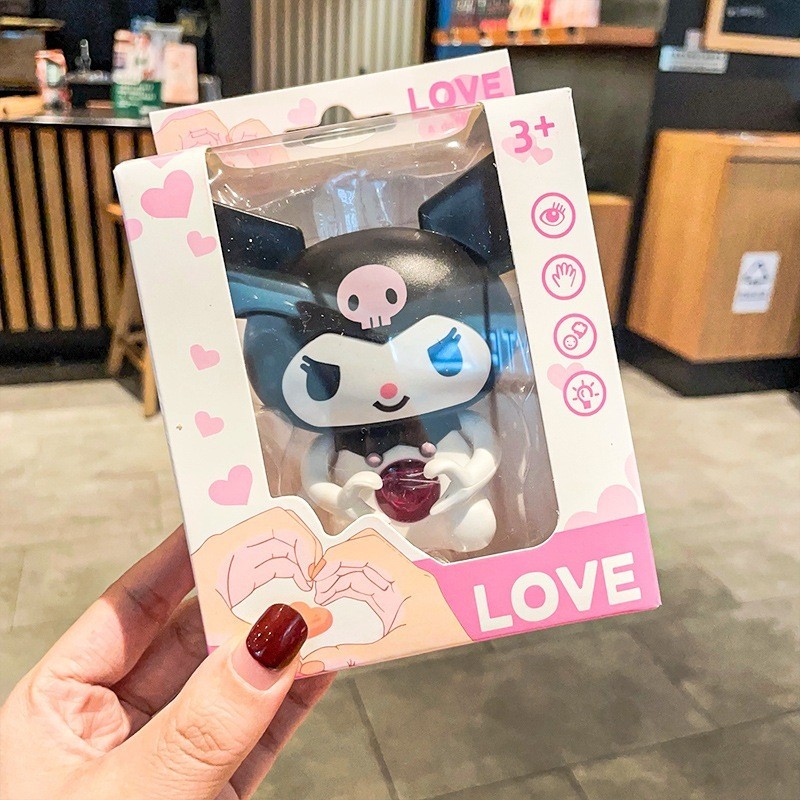 Boneka I Love You Cinnamoroll Melody Lotso Kuromi Sanrio Hello Kitty LED Lampu Gantungan Kunci 