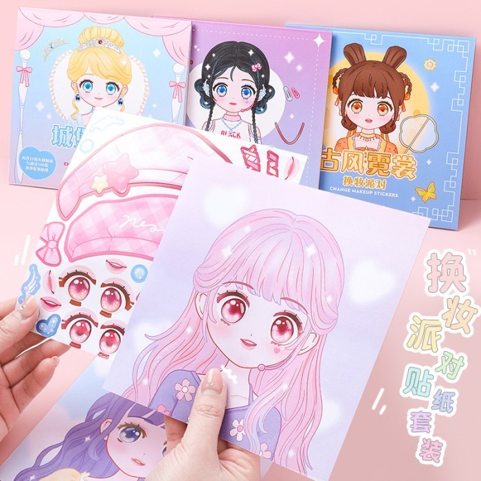 DIY Buku Mainan Stiker Ganti Muka Change Makeup Ketrampilan Dekorasi 
