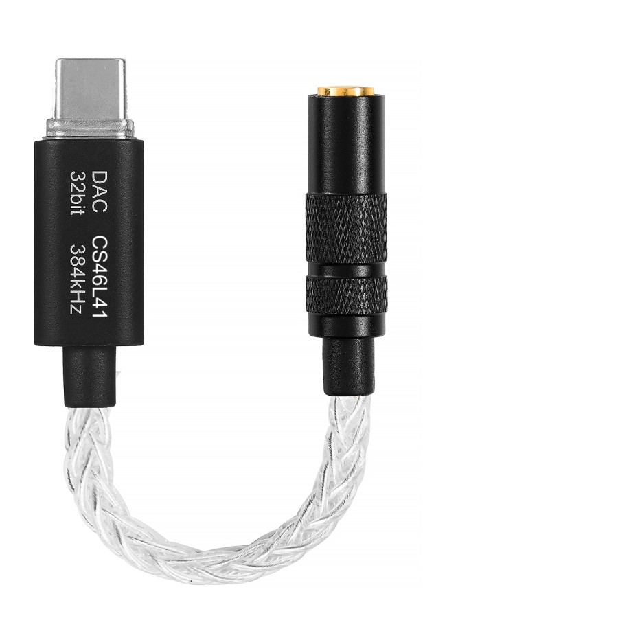 Cirrus CS46L41 HiRes DAC Aux Audio Adapter DSD256 HiFi Type C To 3.5mm