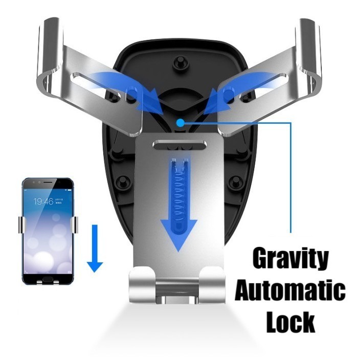 Upgrade Mirrored Gravity Car Phone Holder Mobil AC Air Vent Hp Mount 360° Rotate 