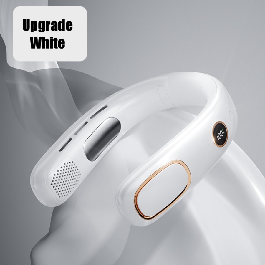 Upgrade Ice Cool Neckband Fan Kipas Angin Leher Portable Strong Wind Durable Battery