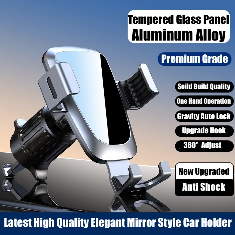 Tempered Glass Mirror Car Holder Alloy Metal Air Vent Phone Mount Phone Holder Mobil
