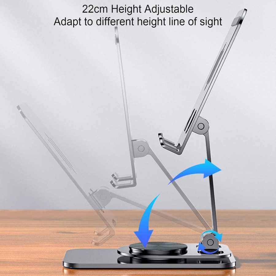 Premium Full Metal Carbon Steel Foldable Phone Holder Tablet Stand Rotate - Non Rotate