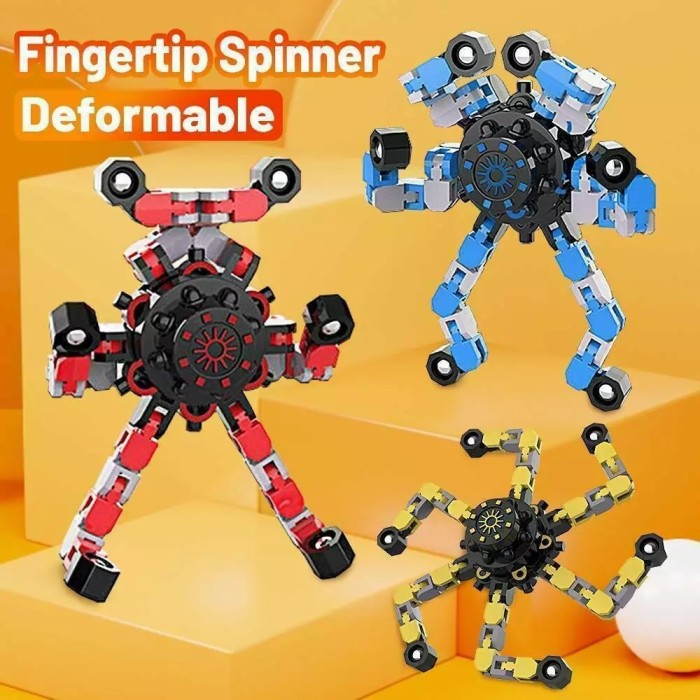Mainan Fidget Spinner Mechanical Chain Deformable Robot Fidget Toys Penghilang Stress 