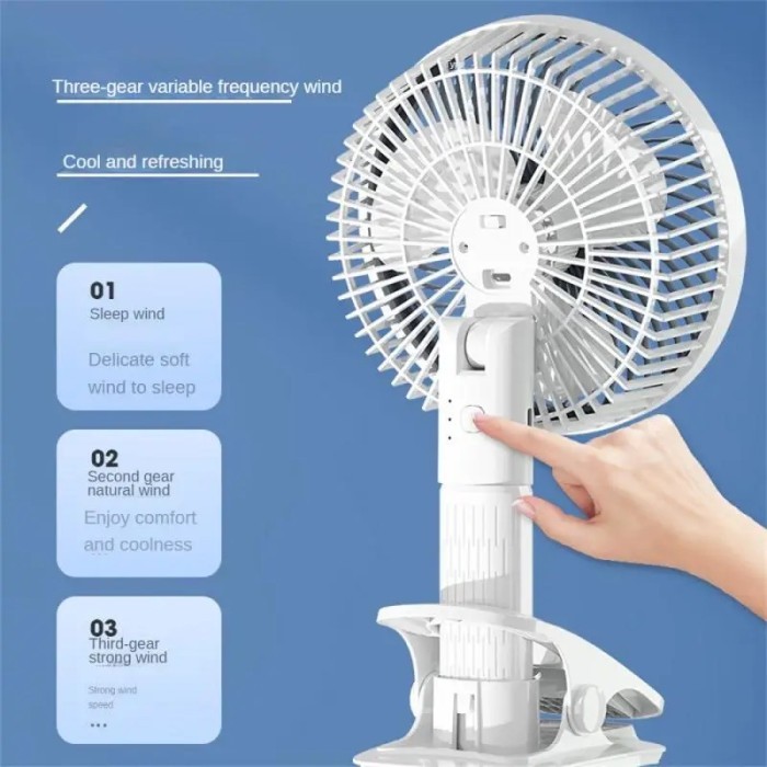 Super 4 in 1 Kipas Angin Portable USB Kipas Jepit Clip Mount Fan