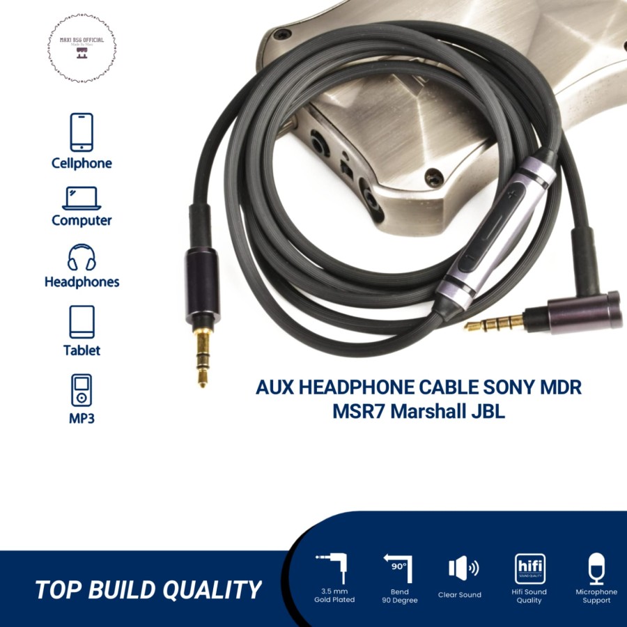 Aux Cable 3.5mm For Headphone Sony MDR MSR7 Marshall JBL