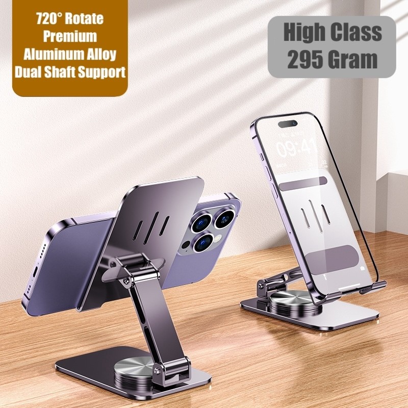 Full Metal Premium Carbon Steel Foldable Phone Holder Tablet Stand 720° Rotate