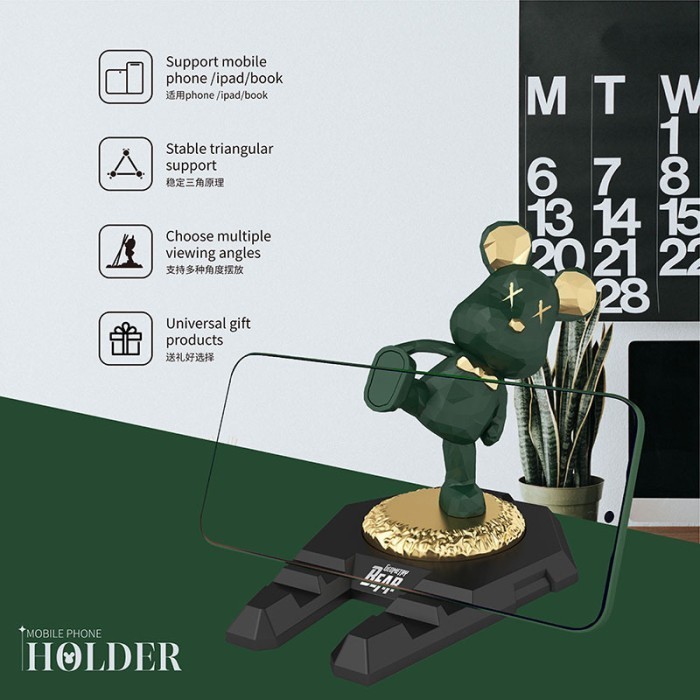 Creative Bearbrick Phone Holder Desk Decor Resin Craft Great Gift iPad Holder