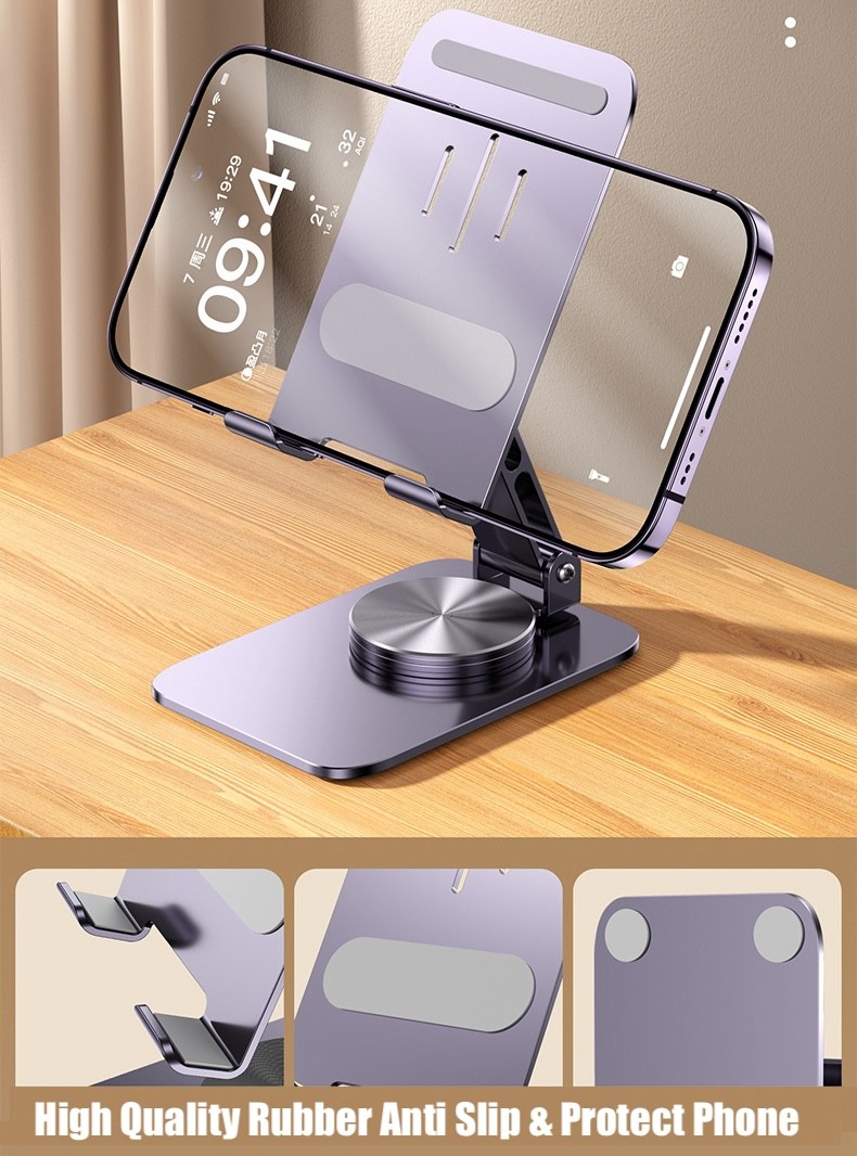 Full Metal Premium Carbon Steel Foldable Phone Holder Tablet Stand 720° Rotate
