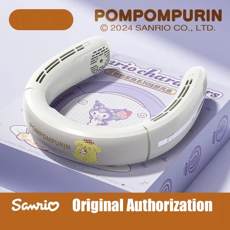 Original Sanrio Neckband Fan Kuromi Kipas Angin Pompompurin Leher Portable Neck Hang Pochacco