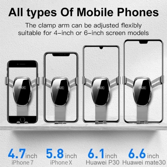 Upgrade Mirrored Gravity Car Phone Holder Mobil AC Air Vent Hp Mount 360° Rotate 