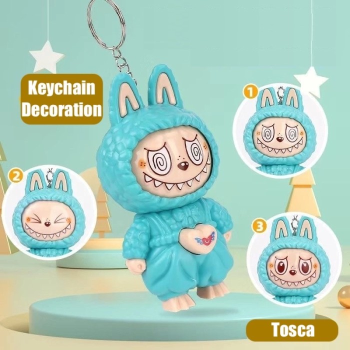 Shinchan Boneka Ekspresi Lucu Mainan Fidget Labubu Berubah Wajah Kuromi Super Fun Capybara Keychain