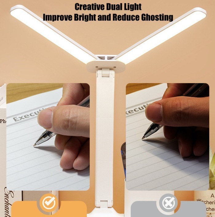 Dual Led Lampu Meja Belajar Portable Lampu Asrama Siswa 3 Warna Adjust - Non Battery