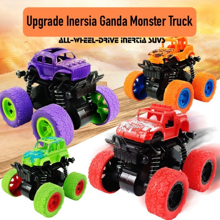 Monster Truck Mainan Anak Mobil Truk Inersia Ganda Penggerak 4 Roda