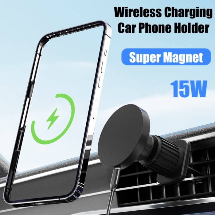 High Recommendly Magnetic Car Phone Holder 15W Wireless Charging Air Vent HP Mount