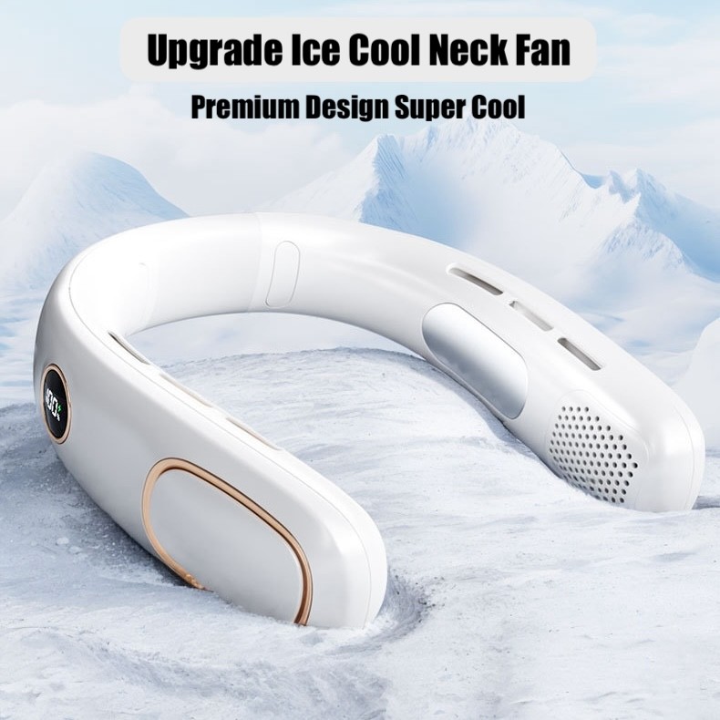 Upgrade Ice Cool Neckband Fan Kipas Angin Leher Portable Strong Wind Durable Battery