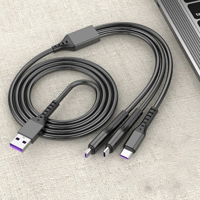 66W Maxi 6A Cable Data 3 in 1 Super Fast Charge iphone Type C MicroUSB