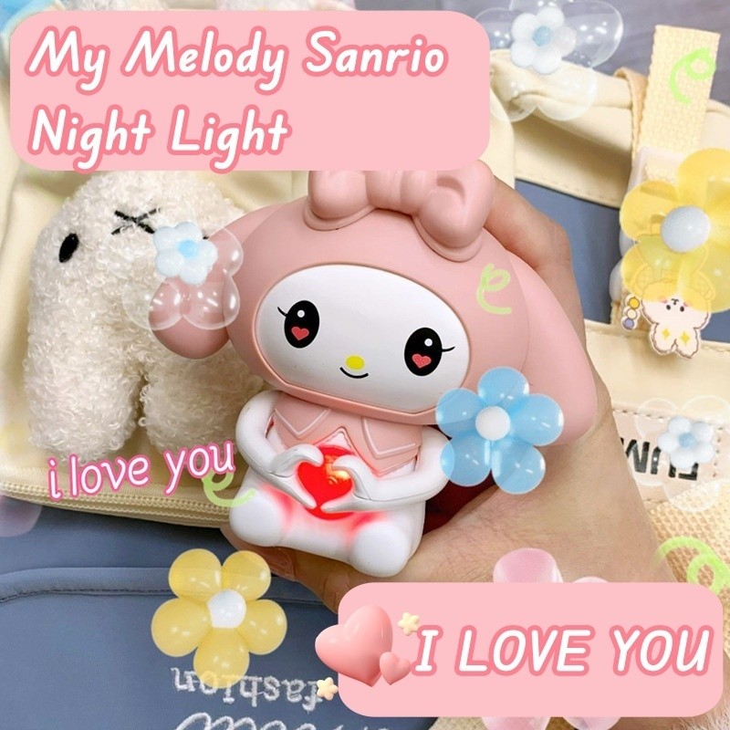 Boneka I Love You Cinnamoroll Melody Lotso Kuromi Sanrio Hello Kitty LED Lampu Gantungan Kunci 