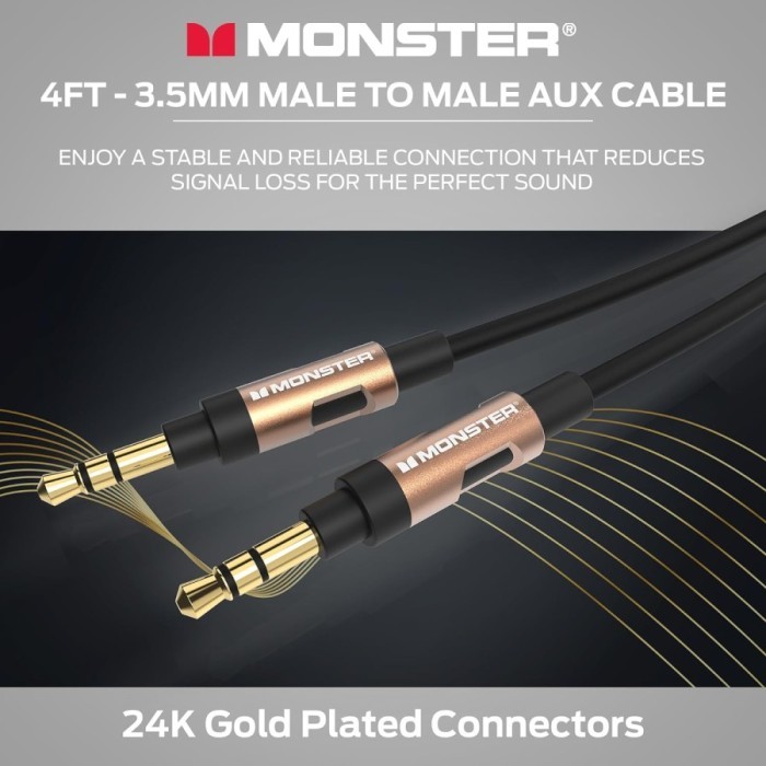 Maxi Monster Aux Audio Cable 3.5mm Jack HiFi Premium Sound Quality