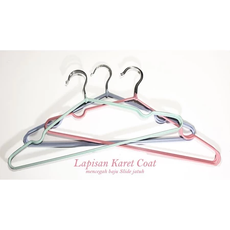 Hanger Baju Stainless Coating Karet Warna