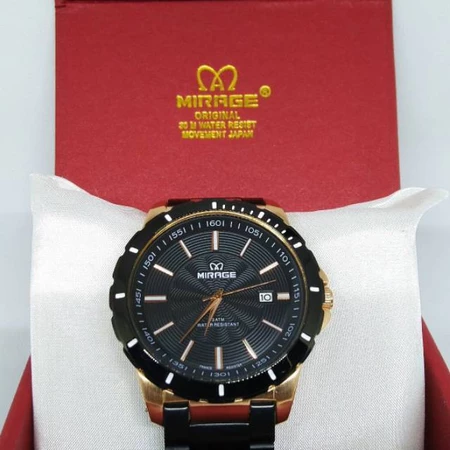 Jam Tangan Pria Mirage 8549 Black Rosegold Original